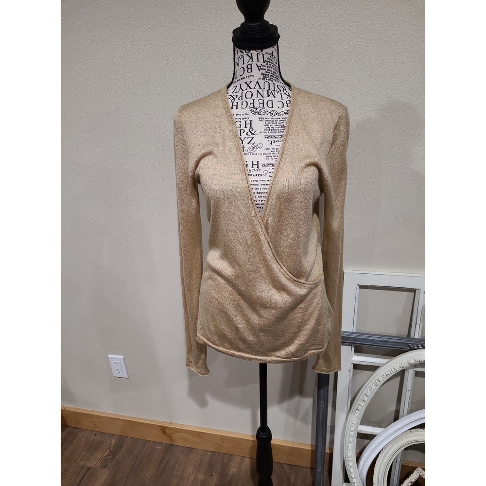 Tex by Max AZRIA Womens SZ Med Wool Blend fine knit faux wrap Sweater‎